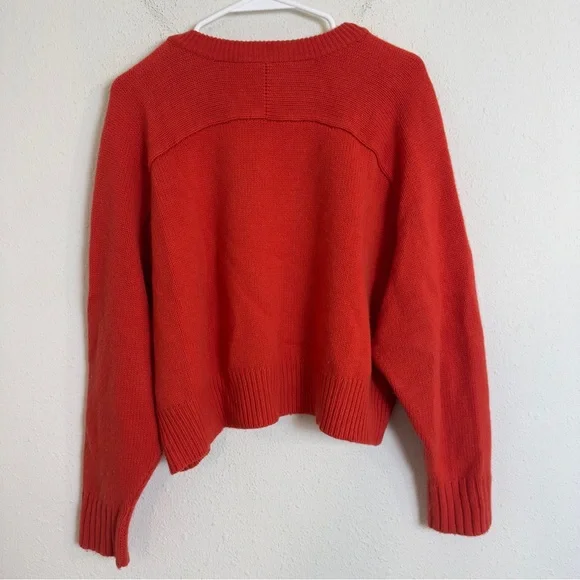 Autumn cashmere bittersweet red cropped boxy cashmere wool blend knit sweater - Picture 3 of 5